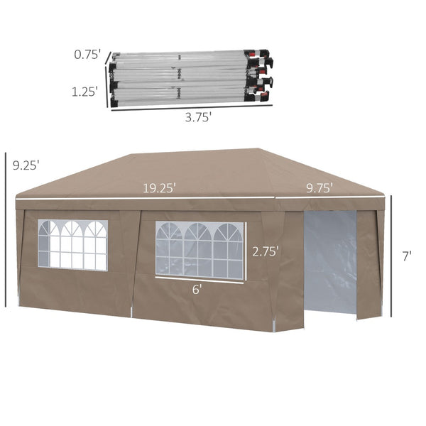 English Elm Outsunny 10' X 19.5' Adjustable Pop-Up Canopy Tent With Sidewalls, Uv30+ Protection, Wheeled Bag W2225P217652-GIGA