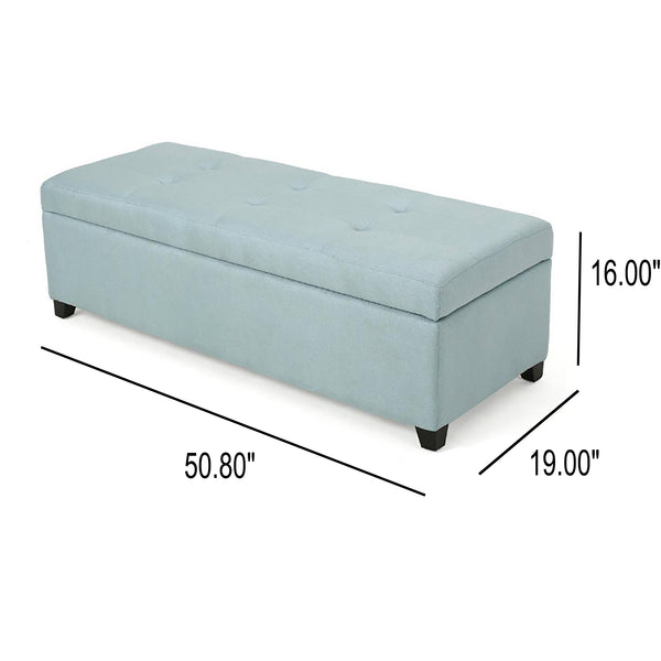 English Elm Christopher Knight Home® - 50 inch Wide Light Blue Tufted Storage Ottoman Bench with Soft-Close Hinges, Cushioned Seating & Spacious Interior - Durable, Stylish Entryway Solution for Living Room, Bedroom, Office 69073.00FLBLU