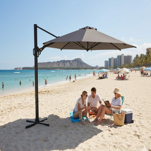 English Elm 11 Ft Cantilever Patio Umbrella Upf 50 Plus Aluminum Pole with Foot Pedal Rotation B082P454950