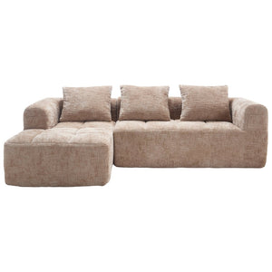 English Elm United Modern Chenille 98.42" L-Shaped Modular Sectional Sofa With Chaise, Tool-Free Setup & Pockets W1568S00149-GIGA