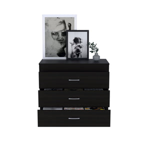 English Elm Cambridge Three Drawers Dresser with Wenge Finish, Engineered Wood, Space-Saving Design & Easy Assembly Black 36 L x 20 W x 7 H B128P148892