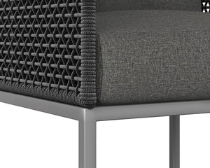 Sunpan CRETE DINING ARMCHAIR - DARK GREY - Modern, Durable, and Stylish Outdoor Seating for Elegant Spaces 109485