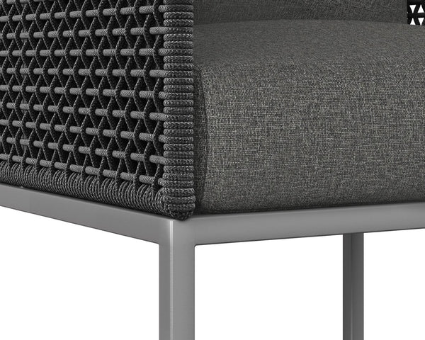 Sunpan CRETE DINING ARMCHAIR - DARK GREY - Modern, Durable, and Stylish Outdoor Seating for Elegant Spaces 109485