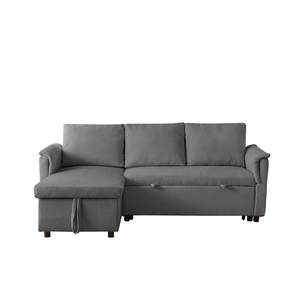 English Elm Loveseat Sectional Sleeper Sofa with Corduroy Tufted Upholstery Storage Chaise Reclining W2186S00012