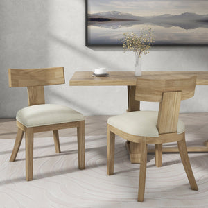 English Elm Christopher Knight Home® - DINING Fabric Upholstered Side Chairs Set of 2 with Curved Slat-Back, Rubberwood Frame, Plush Comfort Beige 74605.00BGE