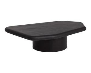 Sunpan DETTI Coffee Table - Large Matte Black Concrete, Sculptural Design for Modern Indoor & Outdoor Spaces 112619