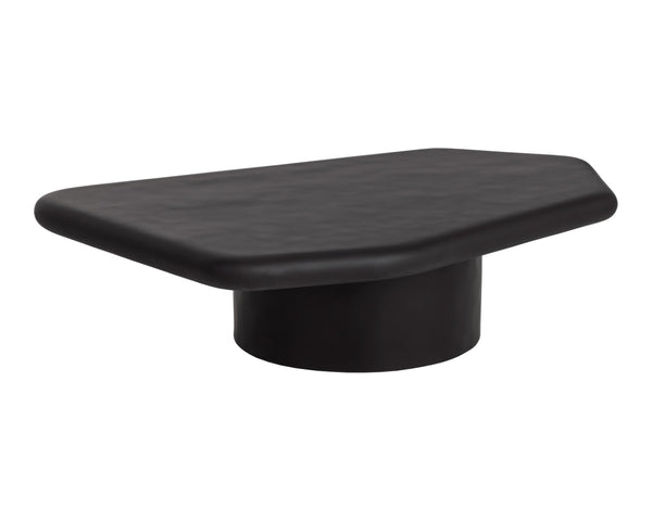 Sunpan DETTI Coffee Table - Large Matte Black Concrete, Sculptural Design for Modern Indoor & Outdoor Spaces 112619