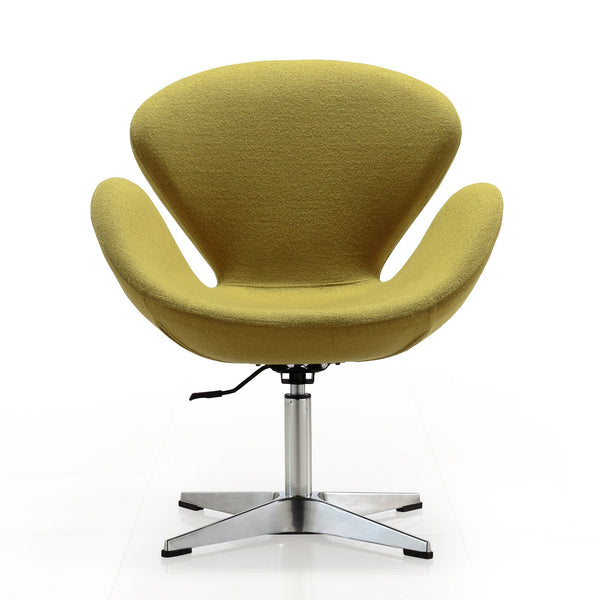 English Elm Raspberry Upholstered Swivel Lounge Chair with Adjustable Height, Polished Chrome Base & Modern Seat Design Green B365P397961