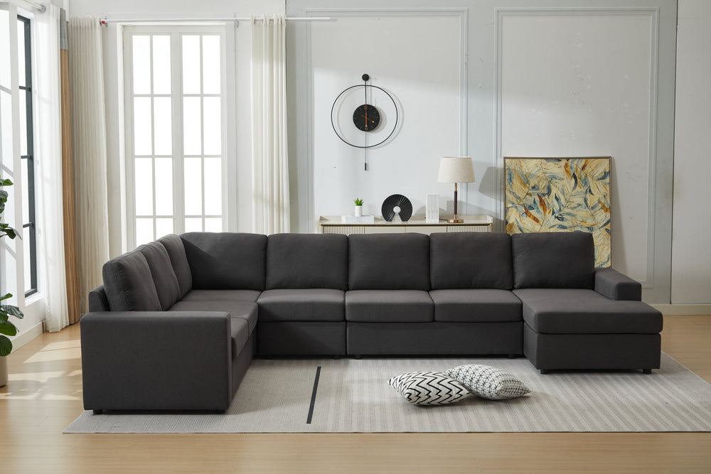 English Elm Large Modular L Shaped Sectional Sofa with Plush Cushions for Contemporary Living Rooms B2730S00053