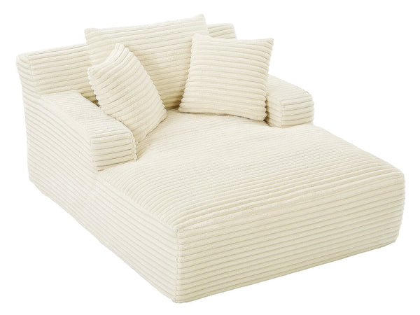 English Elm Oversized Corduroy Chaise Lounge Fully Assembled Sleeper for Living Room or Office White W2339P230587