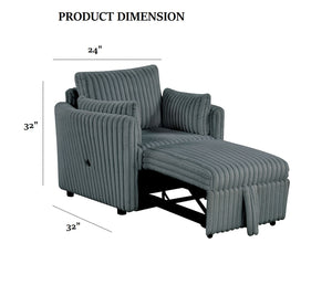 English Elm Dark Dark Gray Denholme Chair with Curved Arms, Faux Fur Upholstery, USB Port, Modern Cozy Lounge Seat B2741S00669