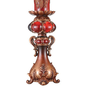 English Elm 16" Polyresin Candleholder Burgundy Marble Finish Ancient Motif Tabletop Accent Piece B072116534
