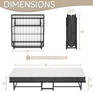 English Elm Portable Rollaway Guest Bed with Memory Foam Mattress Steel Frame and Storage Wheels T3210P471560