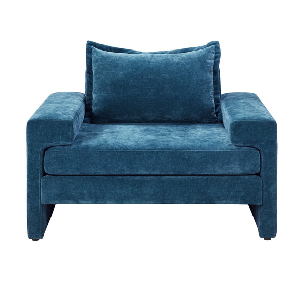 English Elm Christopher Knight Home® - Chenille Oversized Armchair with Thick Cushion and Wide Armrests, Ergonomic Back for Cozy Living Spaces Blue N763P314419C