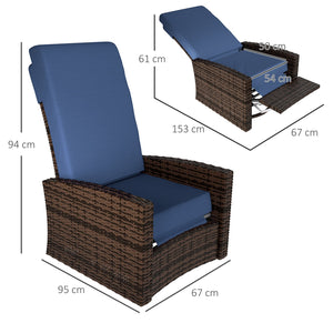 English Elm Outsunny Pe Rattan Swivel Recliner Outdoor Chair with Footrest and Padded Cushions W2225P485593