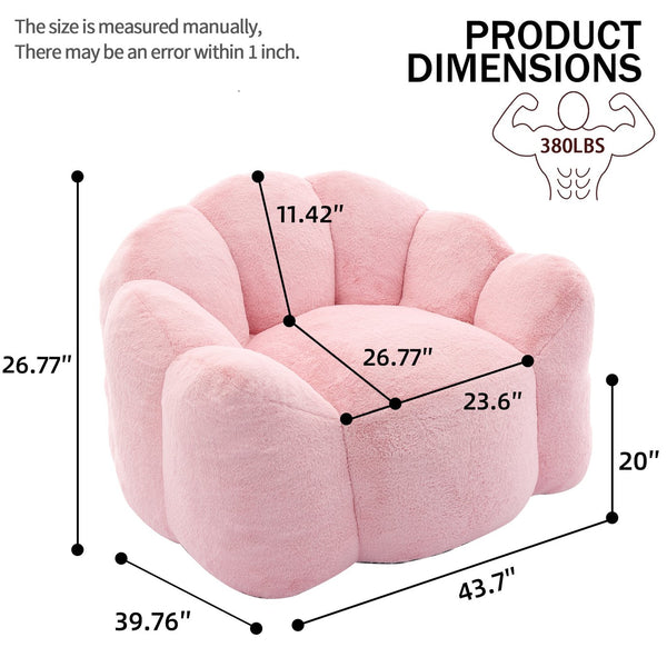 English Elm Lotus memory foam bean bag sofa with pull ring — anti-fouling faux fur, non-slip base, cozy support Pink W2311P357140
