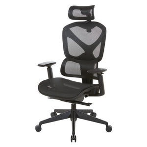 OSP Home Furnishings Mesh Back Ergonomic Manager Chair with Lumbar Support Headrest and Synchro Tilt System 71142MHR-3