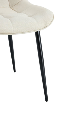 English Elm Modern Creamy White Fabric Dining Chair With Grid Pattern - Stylish, Comfortable & Durable Design W370P207345