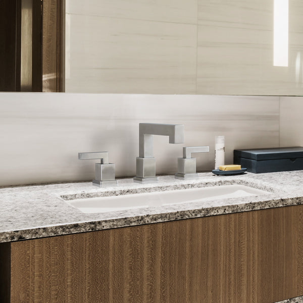 English Elm Brushed Nickel Waterfall Widespread Bathroom Faucet - Modern 2-Handle Vanity Sink Fixture Set T3177P277507