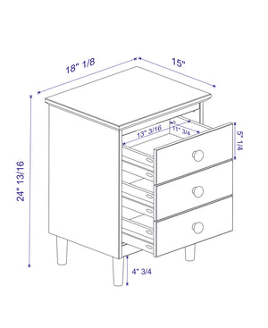 English Elm Walker Edison - Classic 3-Drawer Solid Wood Nightstand with Deep Storage Drawers, Sustainably Sourced Pine Finish Caramel 23 L x 18 W x 6 H B185P168927