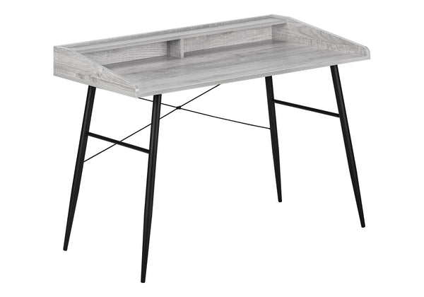 English Elm Computer Desk For Home Office - Modern Grey Laminate With Black Metal Frame & Smart Storage Solutions B2710P219827