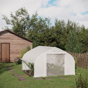 English Elm Outsunny Walk-in Tunnel Greenhouse Steel Frame Pe Cover Ventilated Garden Hot House W2225P217793