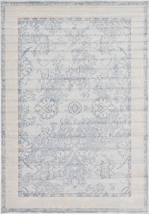 Unique Loom Paris Hickory Machine Made Border Rug Light Blue, Beige/Blue/Gray/Light Blue 7' 1" x 10' 0"
