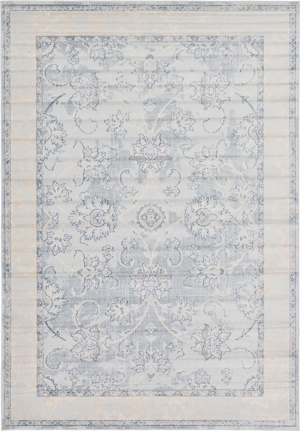 Unique Loom Paris Hickory Machine Made Border Rug Light Blue, Beige/Blue/Gray/Light Blue 7' 1" x 10' 0"