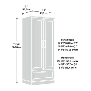 English Elm Wardrobe/Storage Brown Finish Engineered Wood Closet with Adjustable Shelves, Rod & Smooth Drawer (71.3") B356P402764
