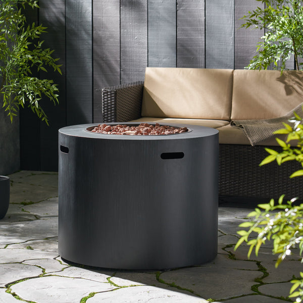 English Elm Circular Powder Coated Iron Propane Fire Pit 50000 Btu Outdoor Patio Gatherings N772P405046B