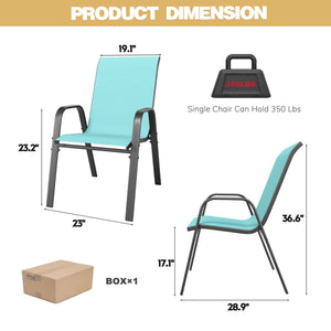 English Elm 7-piece Outdoor Dining Set with Wood-grain Steel Table Umbrella Hole Six Ergonomic Chairs Black,Sky Blue W3979S00045