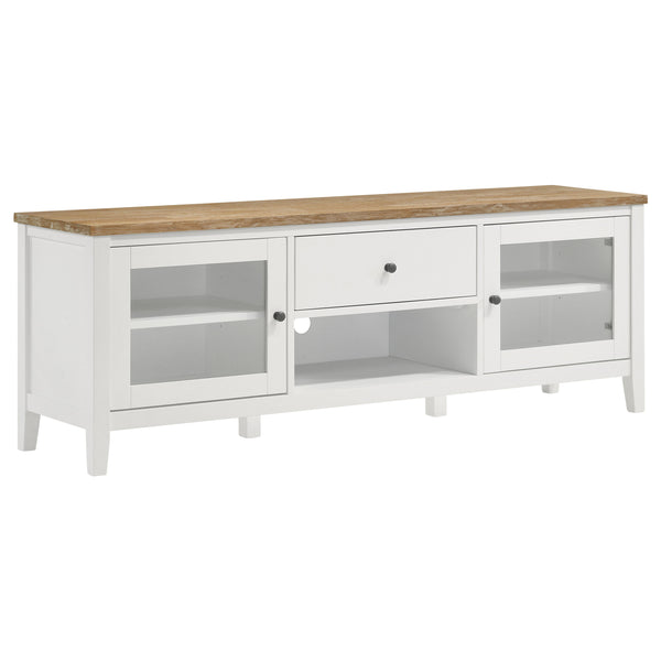 English Elm Evanston Coastal Farmhouse 3 Piece Entertainment Center with Ash Veneer and X Trellis Towers B062S01795