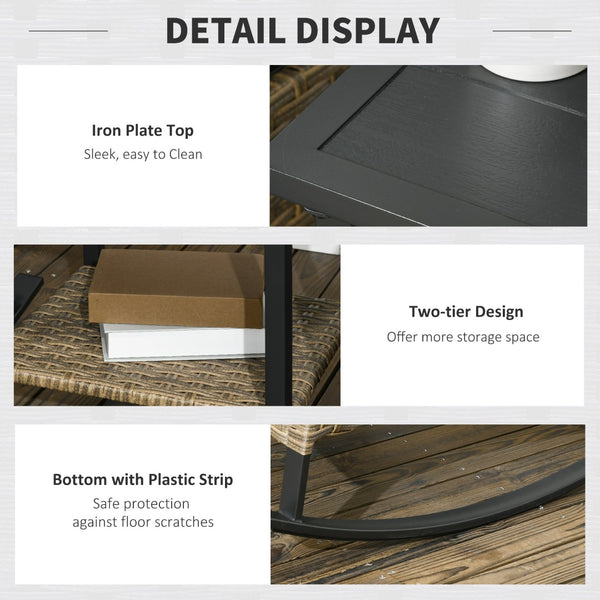 English Elm Outsunny 3-Piece Outdoor Rocking Chair Set With Cushioned Wicker Rockers & 2-Tier Coffee Table, Gray W2225P174019-GIGA