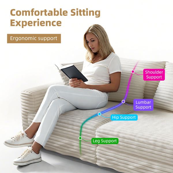 English Elm 102.4" Plush Corduroy 4-Seat Sofa - Cloud-Like Comfort With Modular Ottomans For Stylish Living Spaces W1885S00110