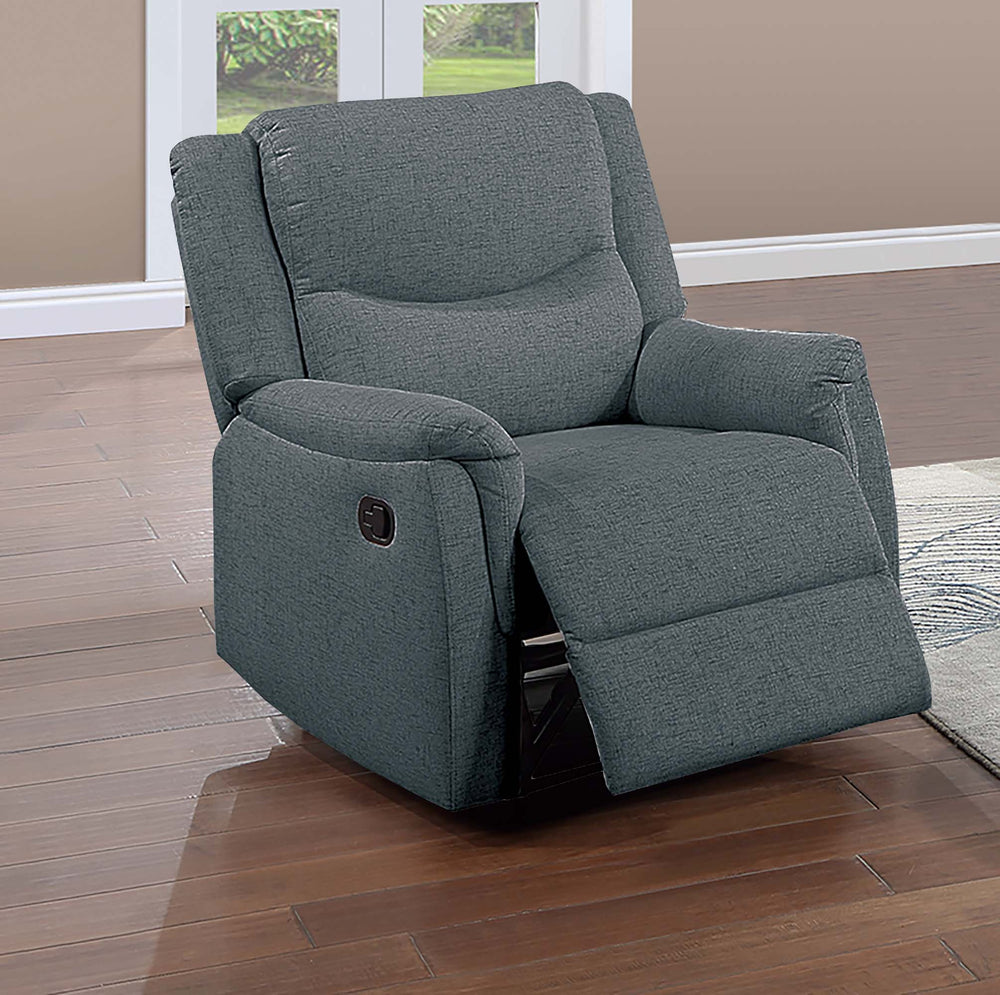 English Elm Single Manual Recliner Chair Woven Burlap Fabric Padded Arms Living Room Comfort Dark Grey B089P240479