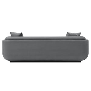 English Elm Edmonda 91" Velvet Sofa with Black Metal Base, Pine Frame, High-Density Foam & 2 Pillows, Commercial Grade DARK GREY B365P398105
