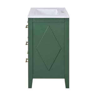 English Elm 60'' Freestanding Bathroom Vanity With Ceramic Sink, Charming Green Finish & Ample Storage Space N710SS00003F