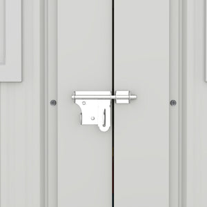 English Elm Outdoor Metal Storage Shed 8x8 Ft with Four Windows and Lockable Double Doors White W1598S00037