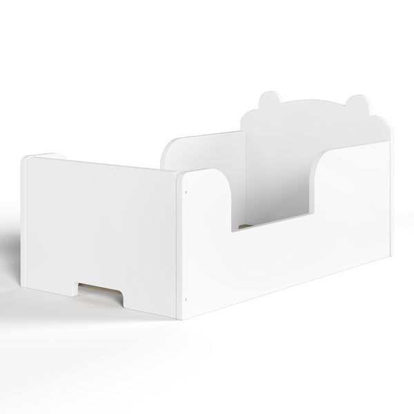 English Elm Toddler Bear Shaped Pine Floor Bed Low Profile Frame Safe Rounded Edges Kids Room White W1580P373252