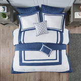 Madison Park Heritage Transitional 8 Piece Comforter and Quilt Set Collection MP10-6139 Navy