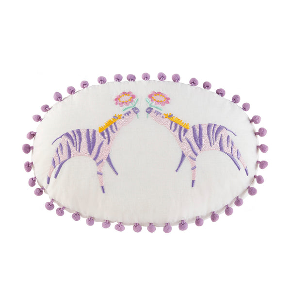 English Elm Twin Lulu Reversible Cotton Duvet Cover Set with Jungle Animals, Floral Border, Pompom Throw Pillow, Sustainable BCI Bedding B035P217815