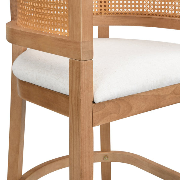 English Elm Christopher Knight Home® - Wood Upholstered Arm Bar Stools Set Of 2 - Chic Beige & Natural Oak, Comfortable For Kitchen & Bar N771P265581Q