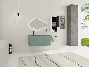 English Elm 36" Floating Bathroom Vanity with Drop-Shaped Resin Sink, Side Cabinet, Soft-Close Doors, Water-Resistant Finish W999S00332