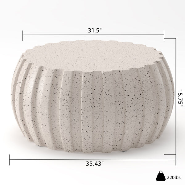 English Elm 35.43" Square Mgo Cement Coffee Table Weatherproof Indoor Outdoor Low Profile Modern White W757P387436