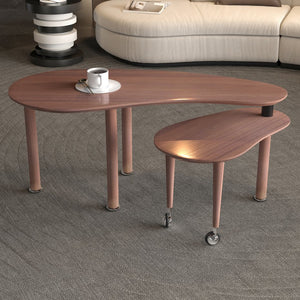 English Elm Contemporary rotatable cocktail table with 360° swivel top, sintered stone & MDF surface, space-saving design Walnut W2899P372751