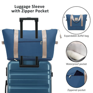 English Elm Hardshell Abs Four Piece Luggage Set with Spinner Wheels Tsa Lock Packing Cubes Inky Blue N730P262653C