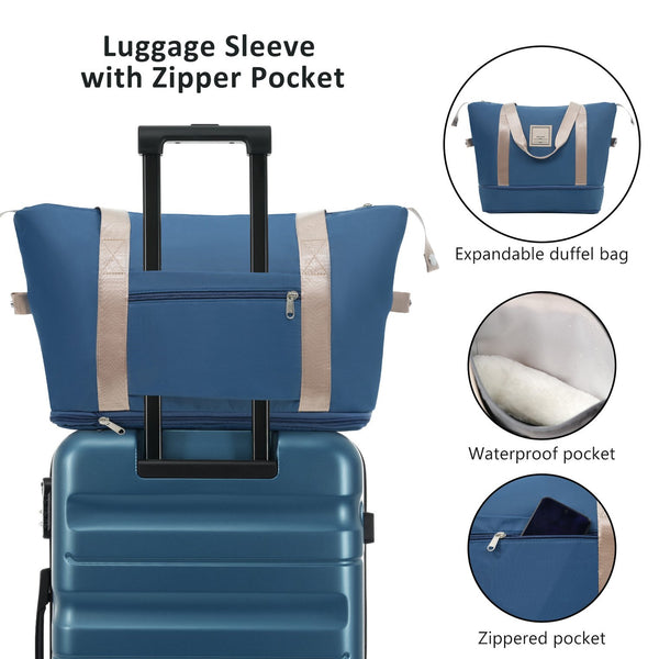 English Elm Hardshell Abs Four Piece Luggage Set with Spinner Wheels Tsa Lock Packing Cubes Inky Blue N730P262653C