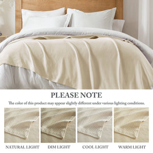 JLA Home Madison Park - Blanket — Luxurious Liquid Cotton Throw, Ultra-Soft, OEKO‑TEX Certified, Breathable, Low-Pill Comfort Ivory BL51N-0734