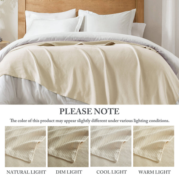 JLA Home Madison Park - Blanket — Luxurious Liquid Cotton Throw, Ultra-Soft, OEKO‑TEX Certified, Breathable, Low-Pill Comfort Ivory BL51N-0734