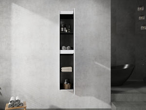 English Elm 12" Bathroom Side Cabinet - Sleek Wall-Mounted Design With Soft-Close Doors For Organized Storage W999S00278